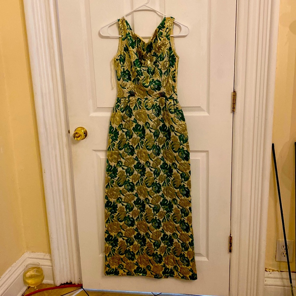 Vintage Miss bergdorf 1960 green leaf dress